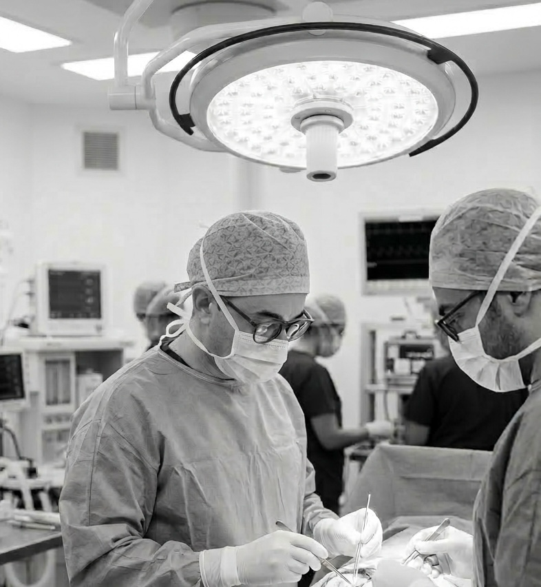 Mr Adam Gaunt operating in theatre
